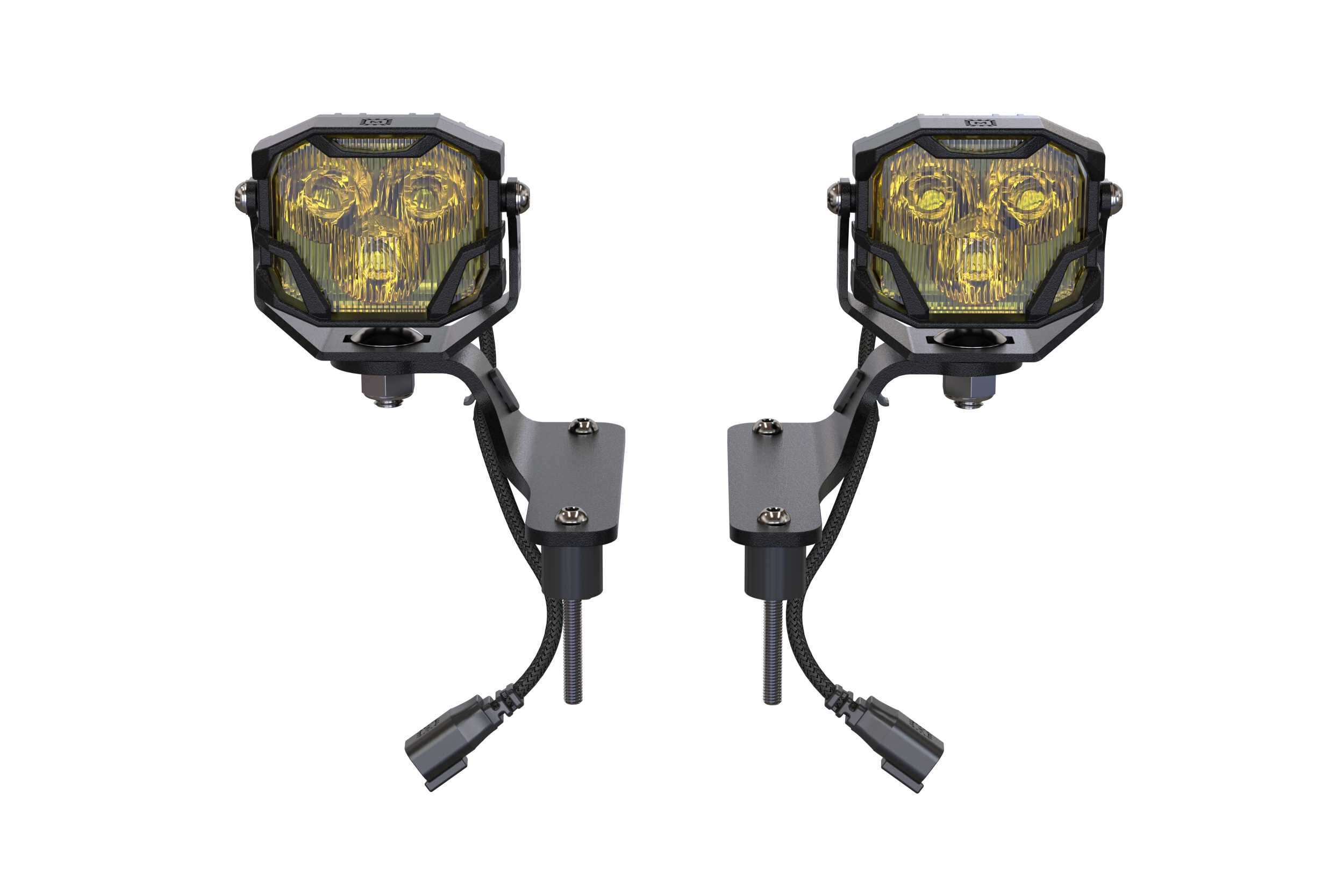 Morimoto 4Banger Ditch-Light Kit For 2018–2026 Jeep Wrangler Jl 2 Representative assembled kit. Select the listed output level, colour and optic; other vehicle lighting in installation photos is not included.