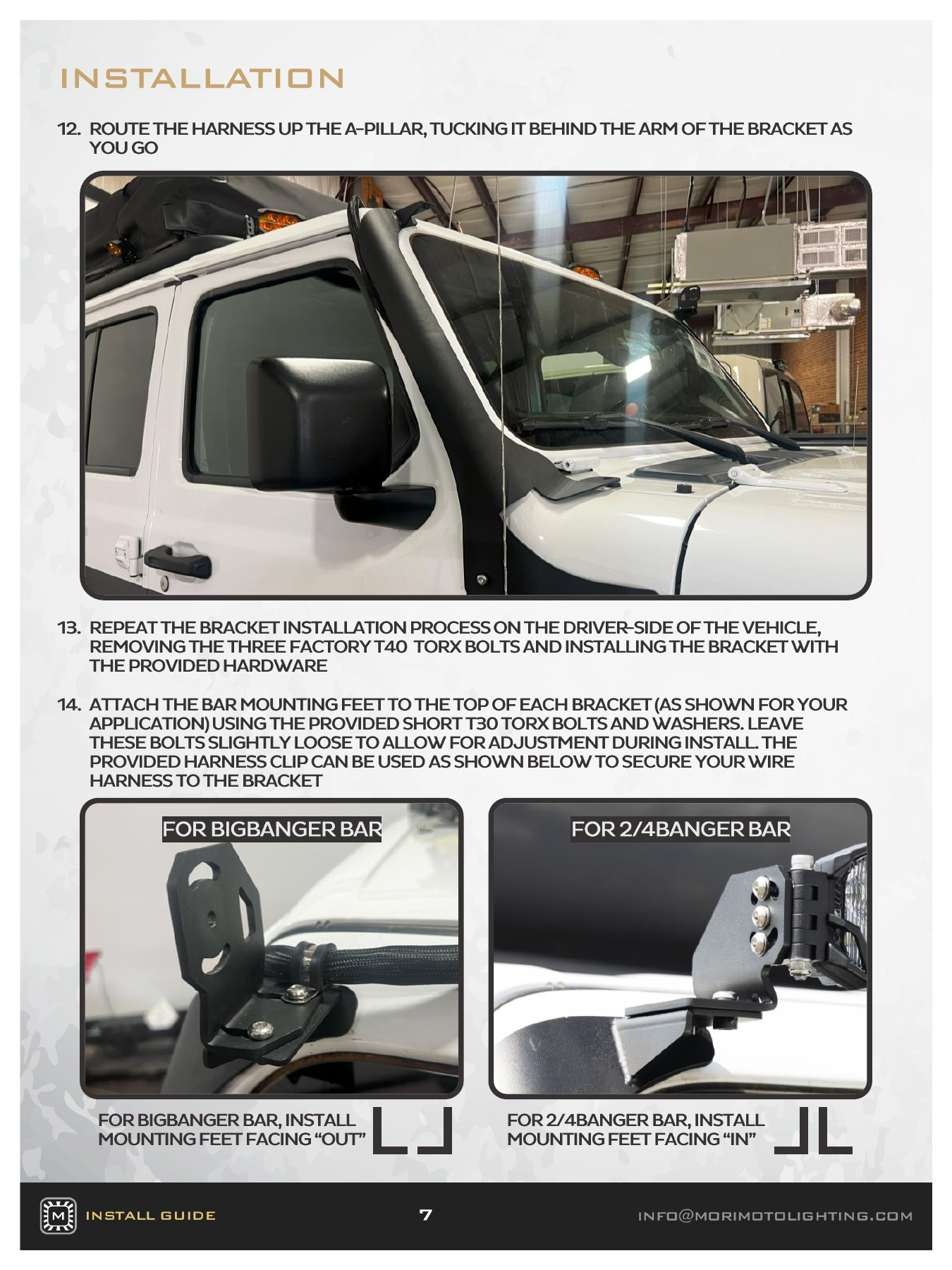 Jeep Jl Morimoto Roof Light-Bar Installation Guide 6 BAF081 vehicle installation — manufacturer page 7. Open the image at full size to read every label.