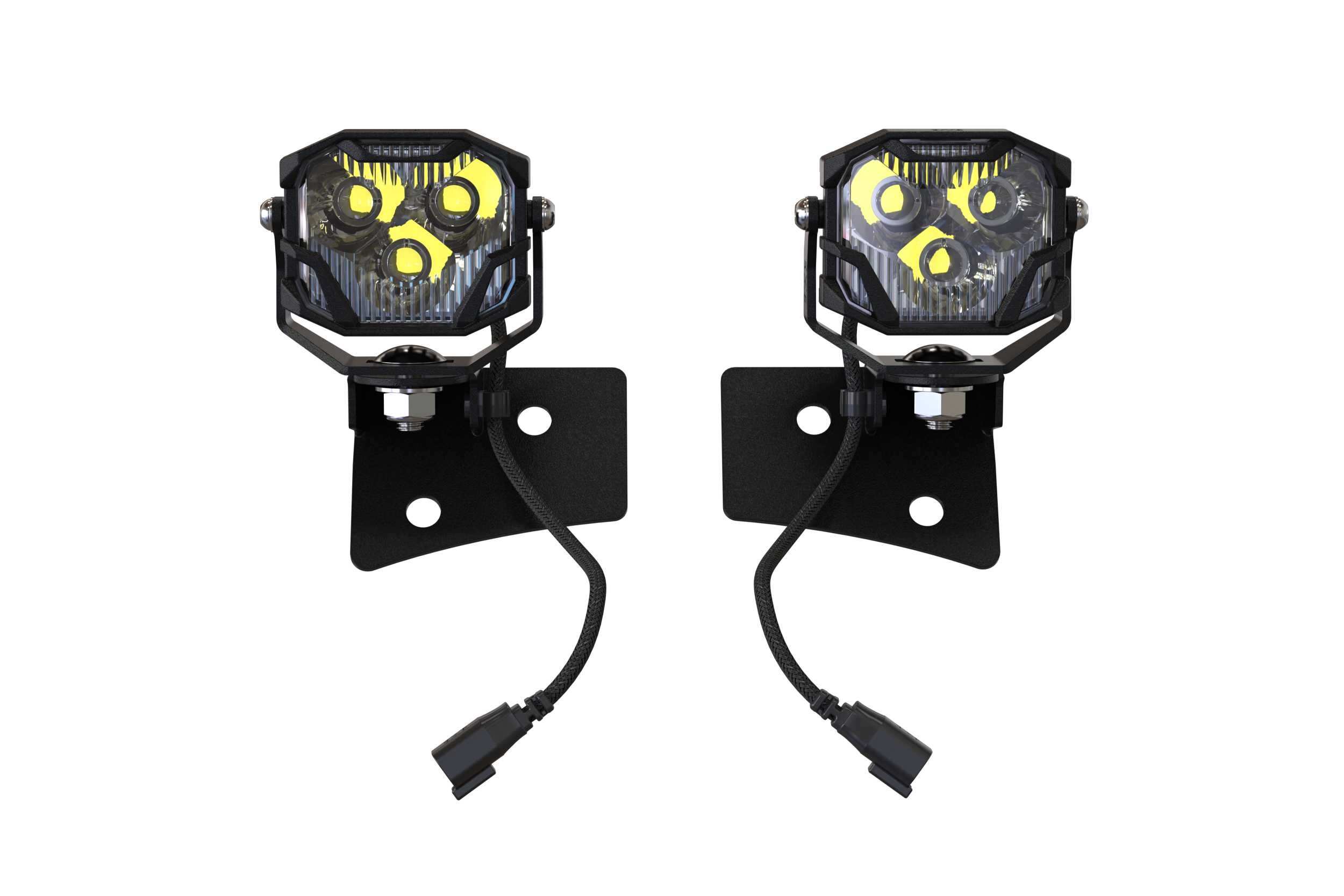 Morimoto 4Banger Ditch-Light Kit For 2007–2018 Jeep Wrangler Jk 2 Representative assembled kit. Select the listed output level, colour and optic; other vehicle lighting in installation photos is not included.