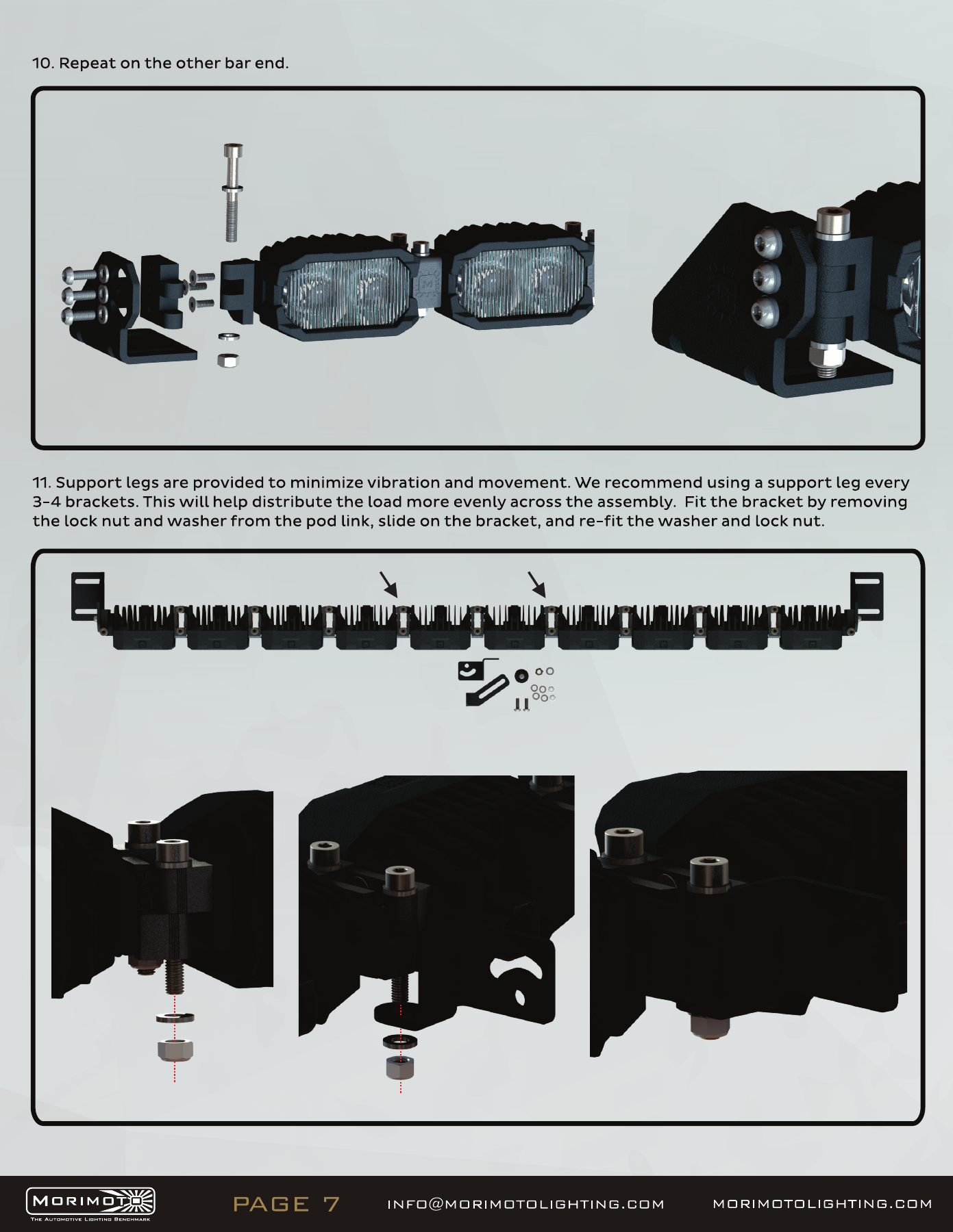 Jeep Jl Morimoto Roof Light-Bar Installation Guide 15 2Banger bar assembly — manufacturer page 7. Open the image at full size to read every label.