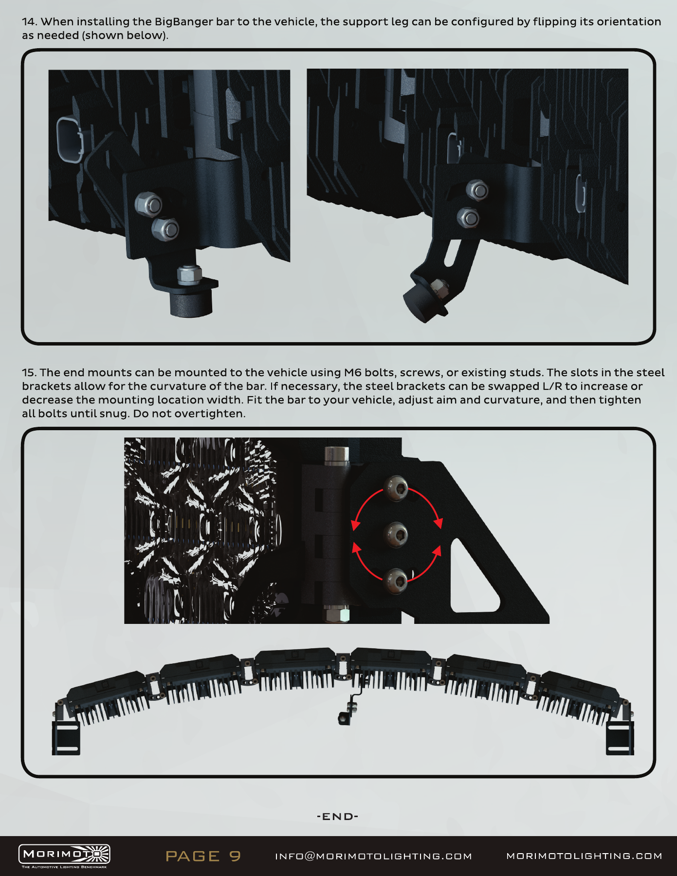 Jeep Jl Morimoto Roof Light-Bar Installation Guide 34 BigBanger bar assembly — manufacturer page 9. Open the image at full size to read every label.