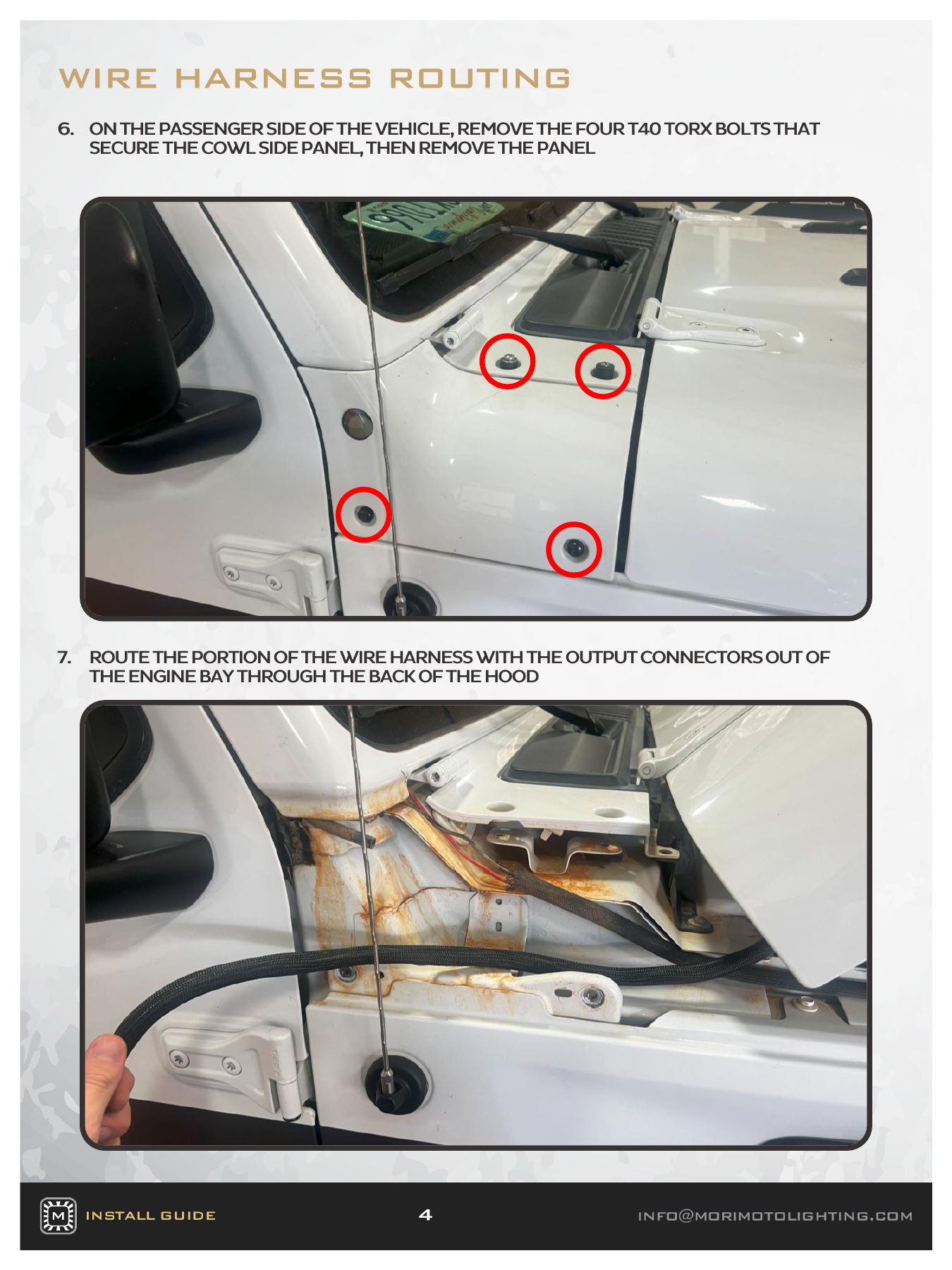 Jeep Jl Morimoto Roof Light-Bar Installation Guide 3 BAF081 vehicle installation — manufacturer page 4. Open the image at full size to read every label.