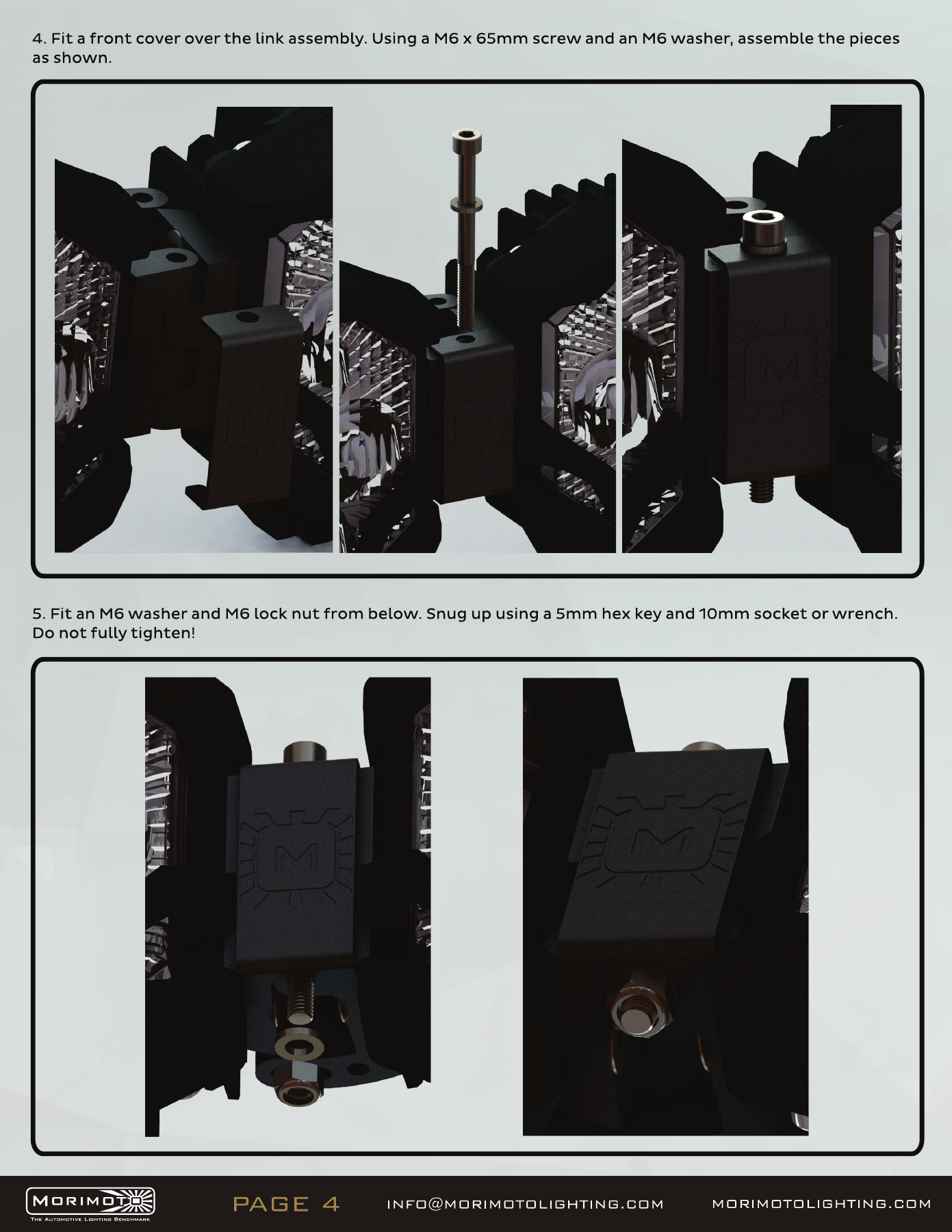 Jeep Jl Morimoto Roof Light-Bar Installation Guide 29 BigBanger bar assembly — manufacturer page 4. Open the image at full size to read every label.