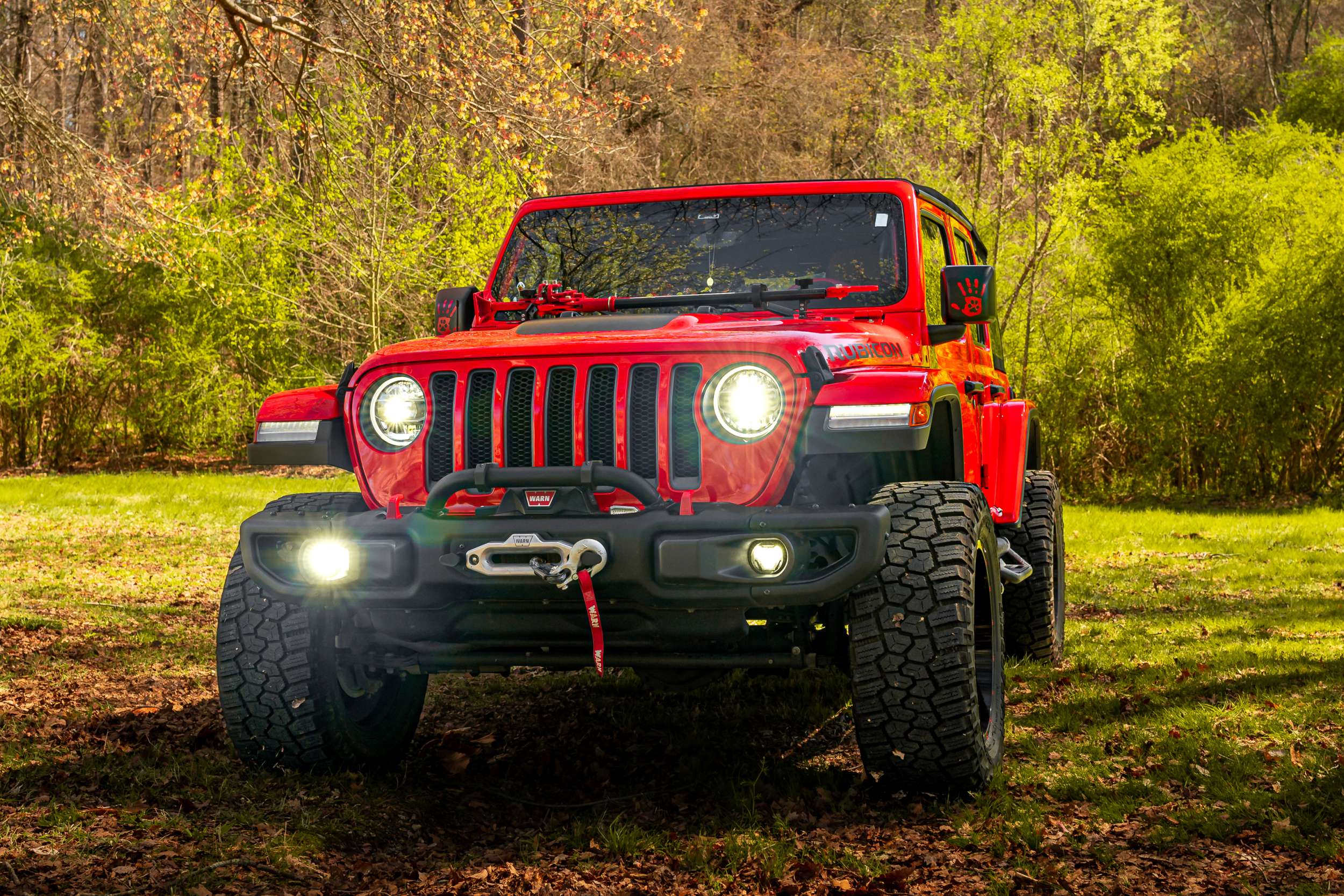 Morimoto 4Banger Ncs Wide Fog-Light Kit For 2018–2026 Jeep Wrangler Jl 6 Representative assembled kit. Select the listed output level, colour and optic; other vehicle lighting in installation photos is not included.