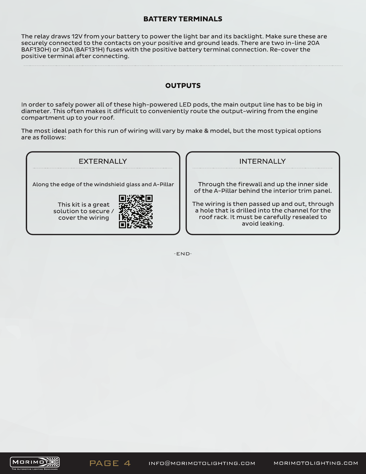 Jeep Jl Morimoto Roof Light-Bar Installation Guide 37 BAF131H bar-harness wiring — manufacturer page 4. Open the image at full size to read every label.