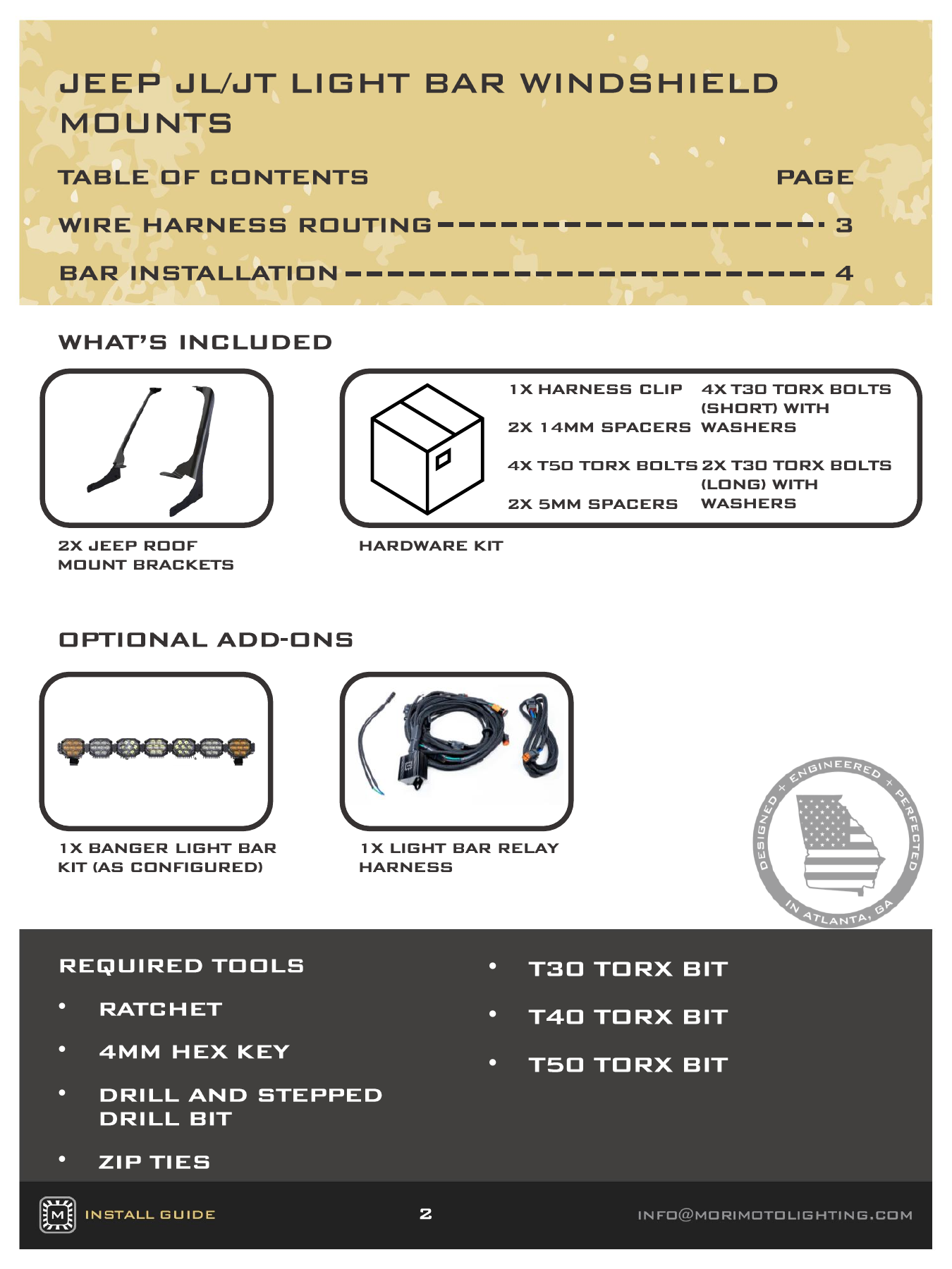 Jeep Jl Morimoto Roof Light-Bar Installation Guide 1 BAF081 vehicle installation — manufacturer page 2. Open the image at full size to read every label.